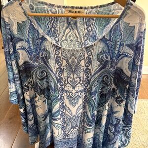 Blue Mood Paisley Printed Tunic Size 1X